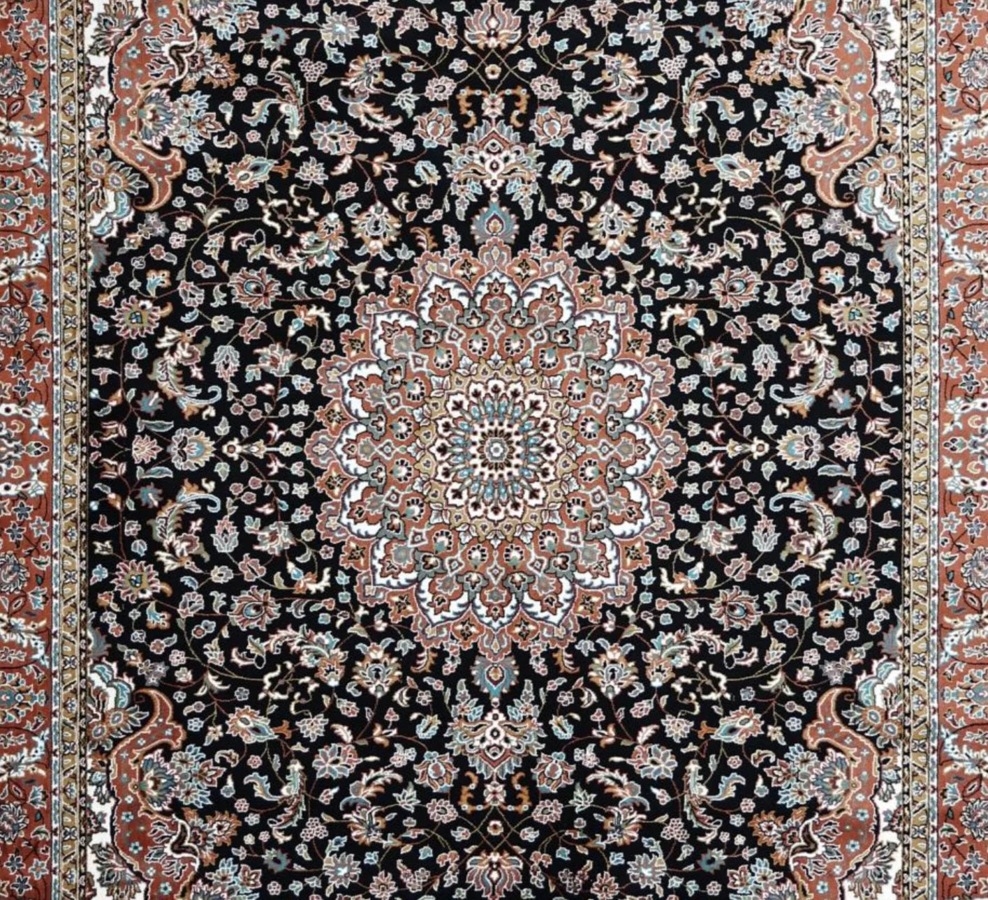Pashmina Black Persian Silk Carpet & Rug