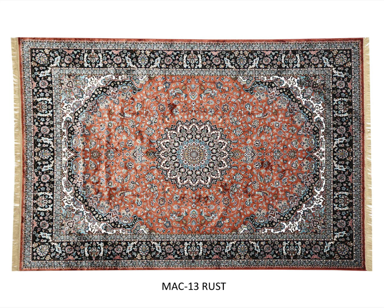Parizad Rust Persian Silk Carpet & Rug