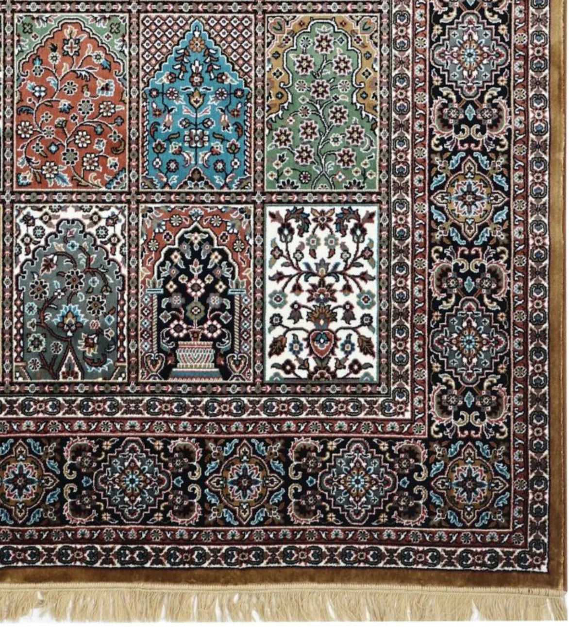 Gulzar Gold Persian Silk Carpet & Rug