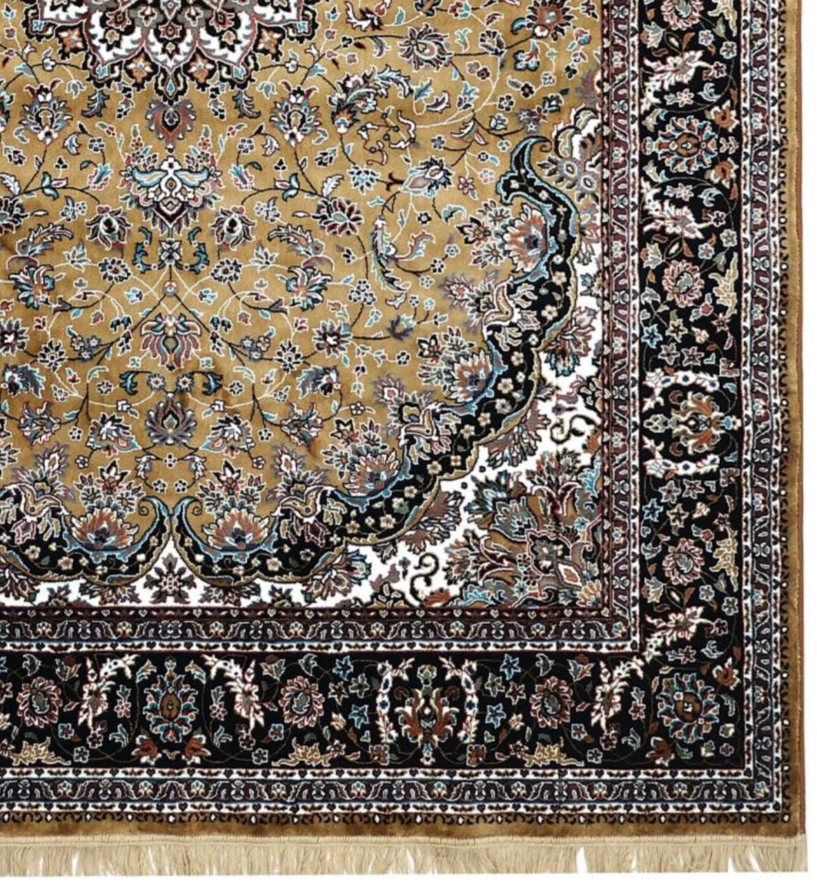 Zarafshan Gold Persian Silk Carpet & Rug