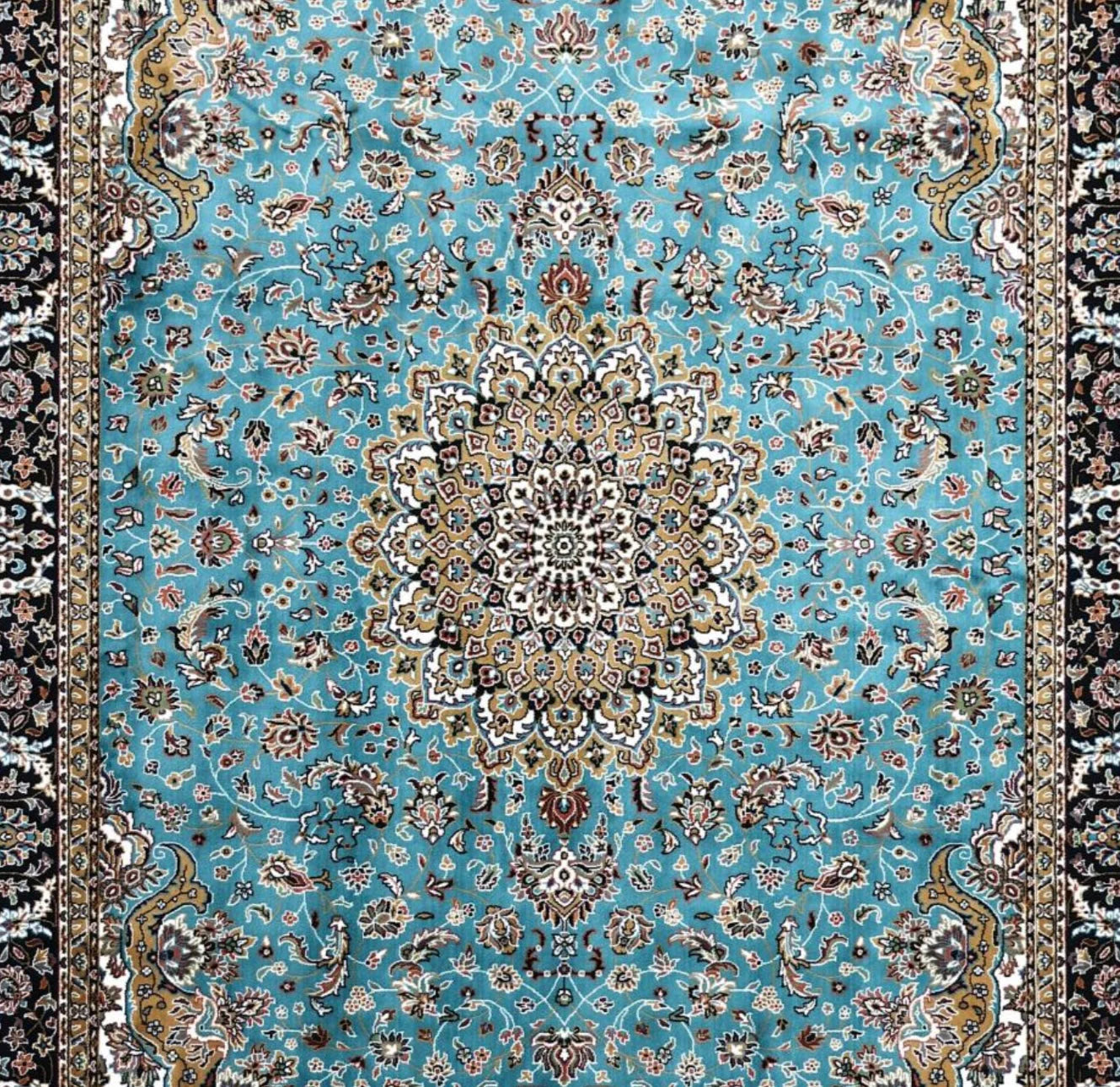 Shama Blue Persian Silk Carpet & Rug