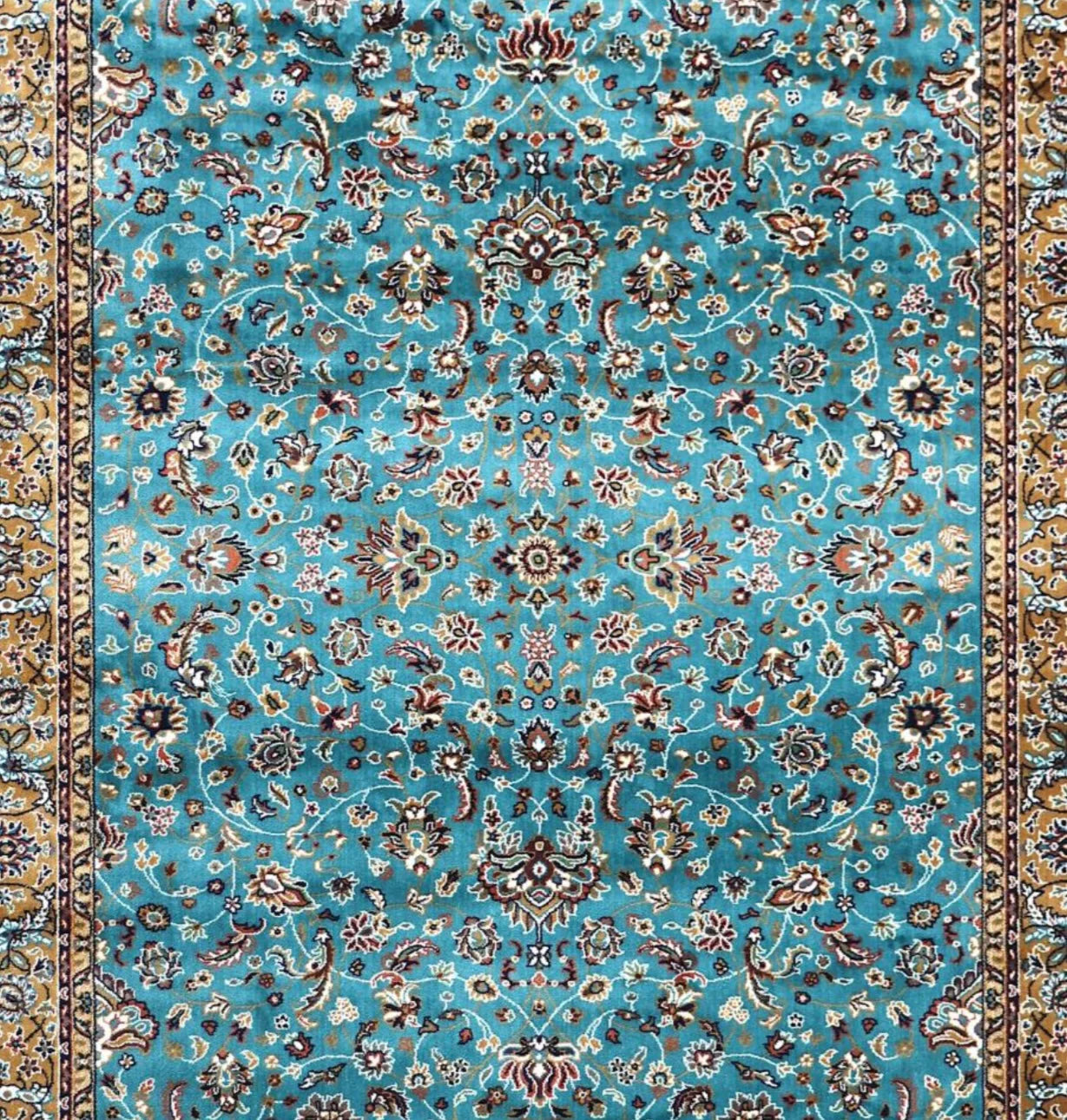 Rukhsar Blue Persian Silk Carpet & Rug
