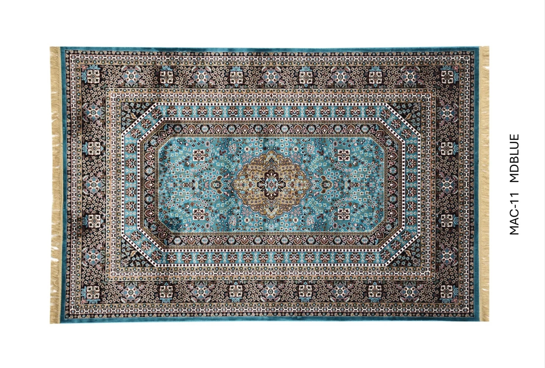Afreen Blue Persian Silk Carpet & Rug