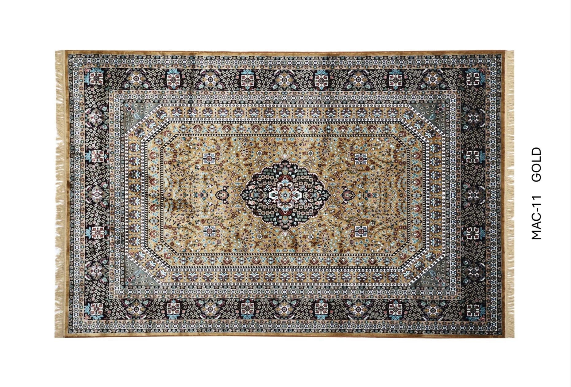Afsana Gold Persian Silk Carpet & Rug