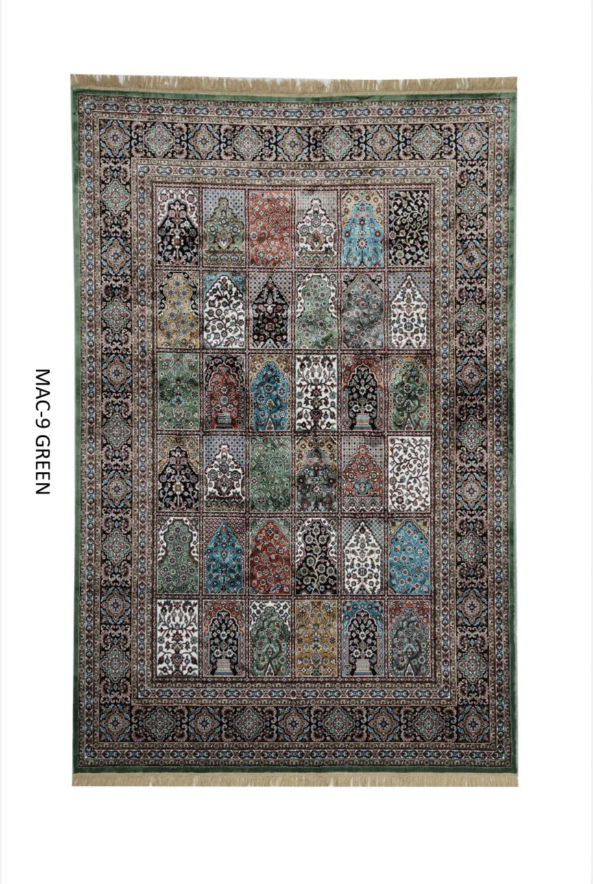 Raahat Green Persian Silk Carpet & Rug