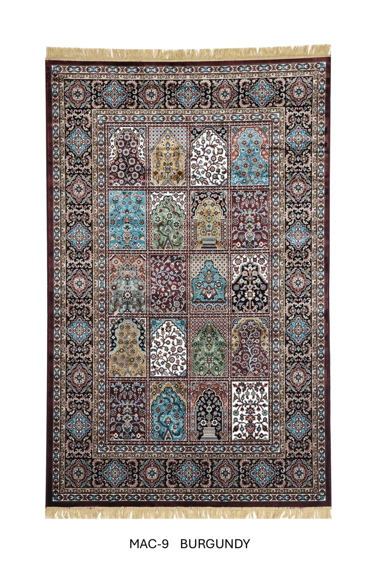 Firdaus Burgundy Persian Silk Carpet & Rug