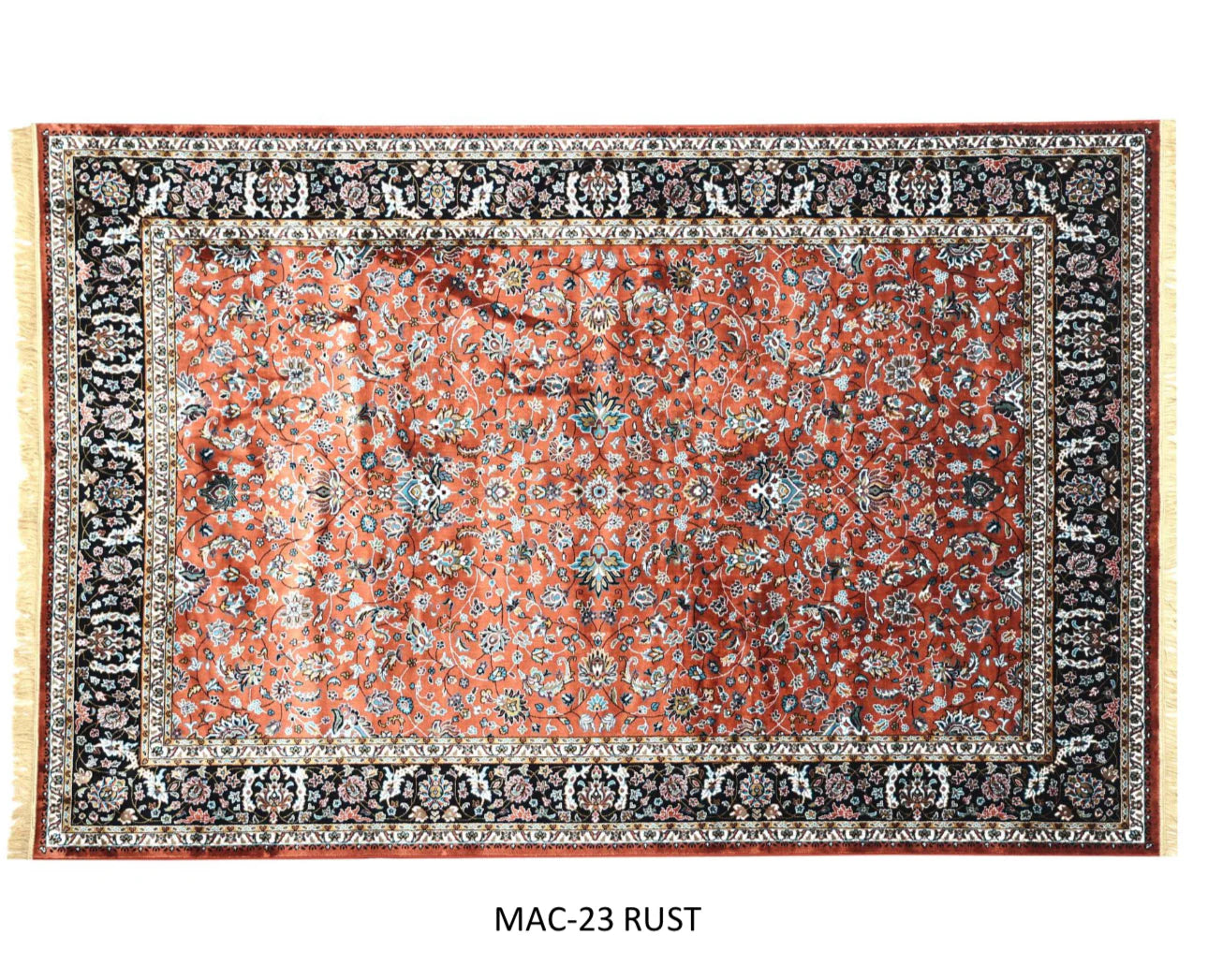 Saba Rust Persian Silk Carpet & Rug