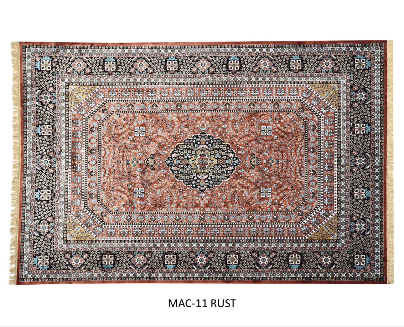 Yasmin Rust Persian Silk Carpet & Rug