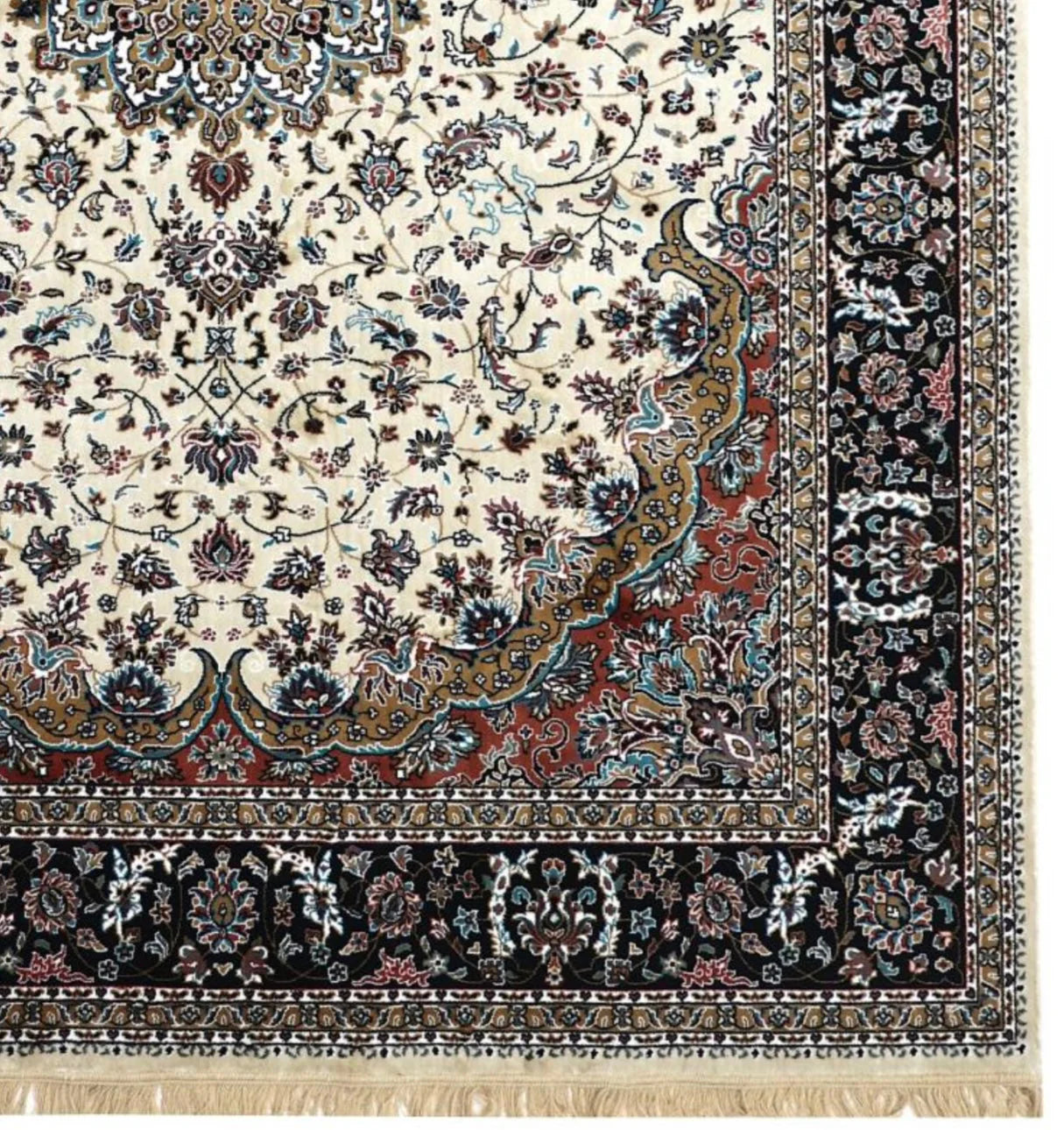 Farshi Cream Persian Silk Carpet & Rug