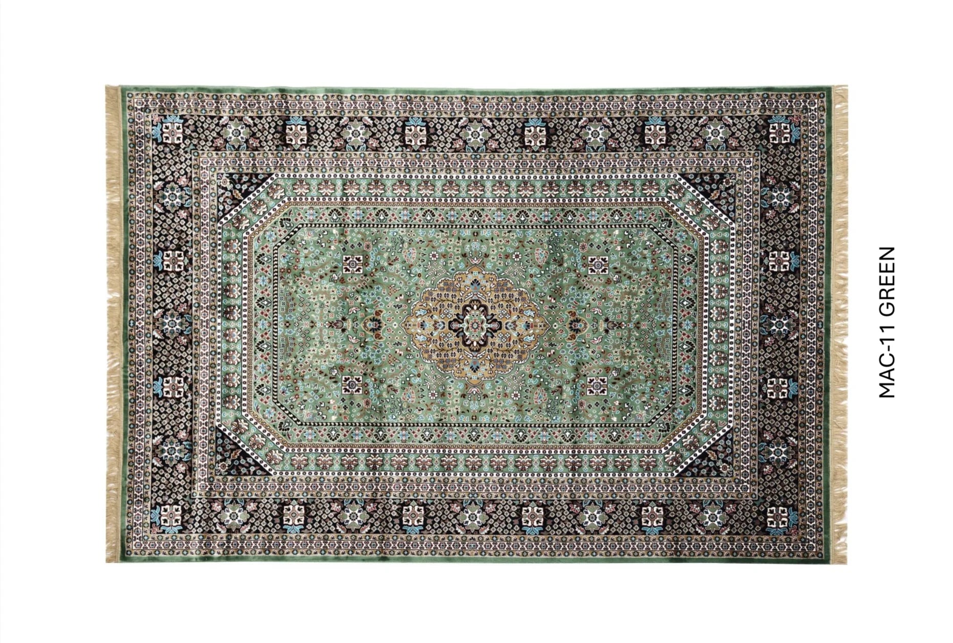 Husnara Green Persian Silk Carpet & Rug