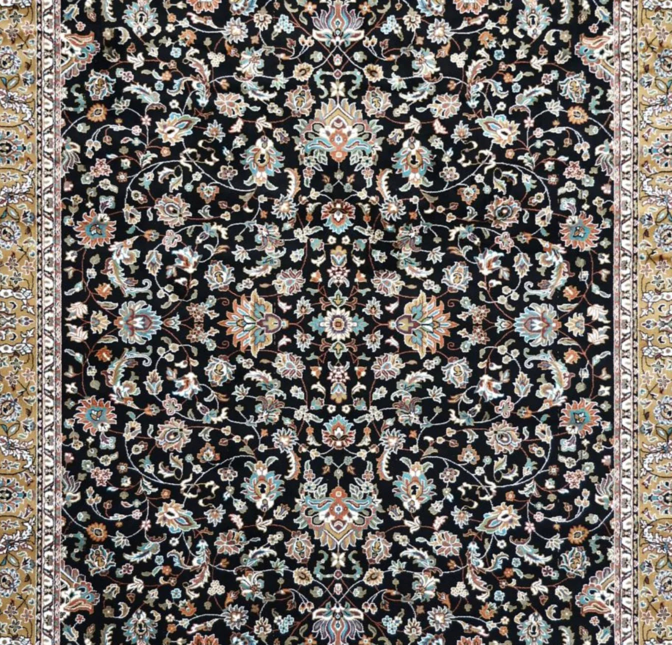 Zehra Black Persian Silk Carpet & Rug