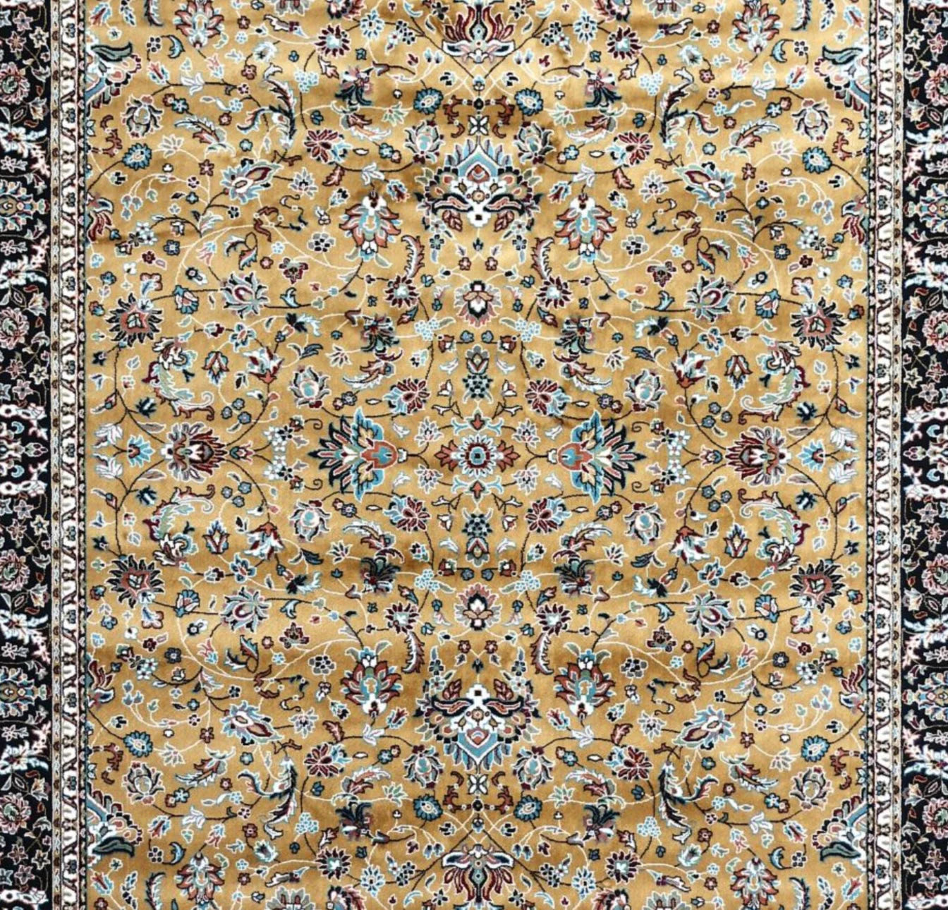 Mehfil Gold Persian Silk Carpet & Rug