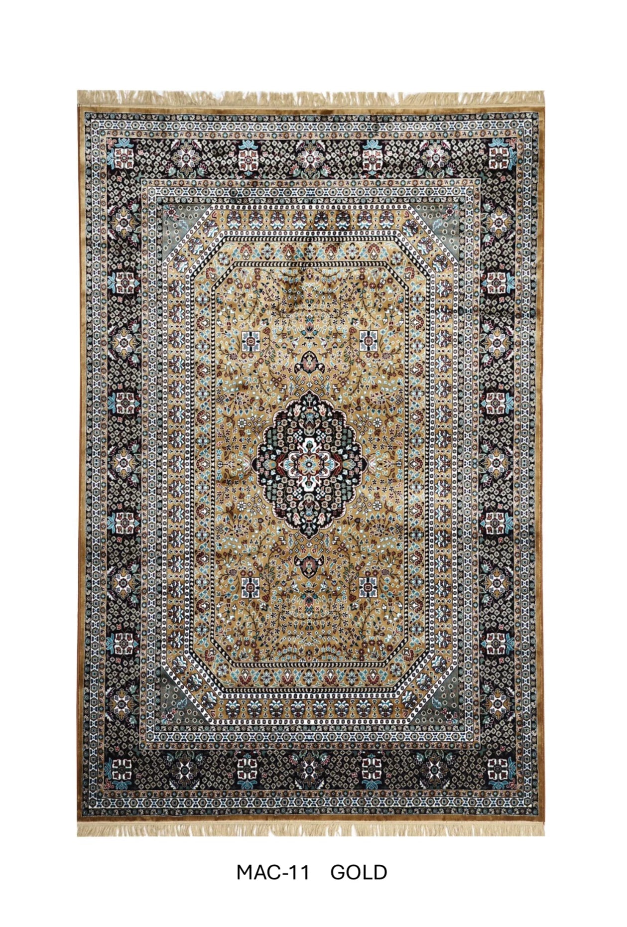 Afsana Gold Persian Silk Carpet & Rug
