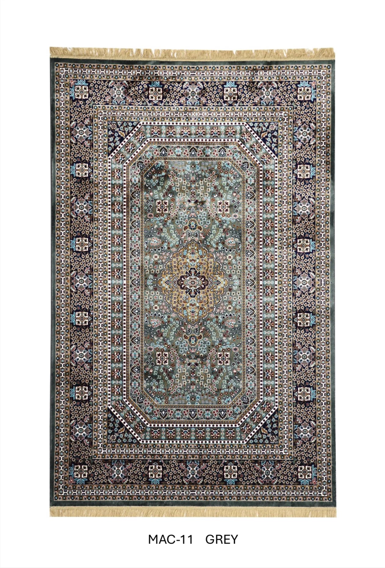 Zareen Gray Persian Silk Carpet & Rug