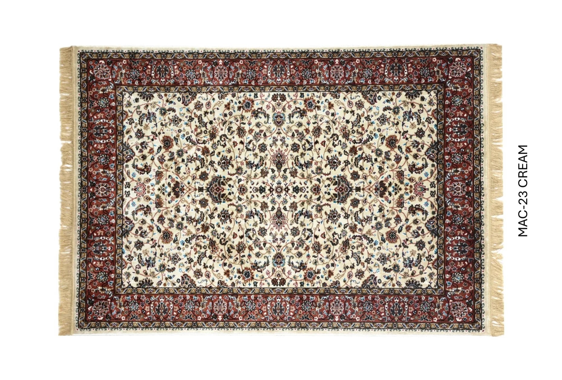 Saffron Cream Persian Silk Carpet & Rug