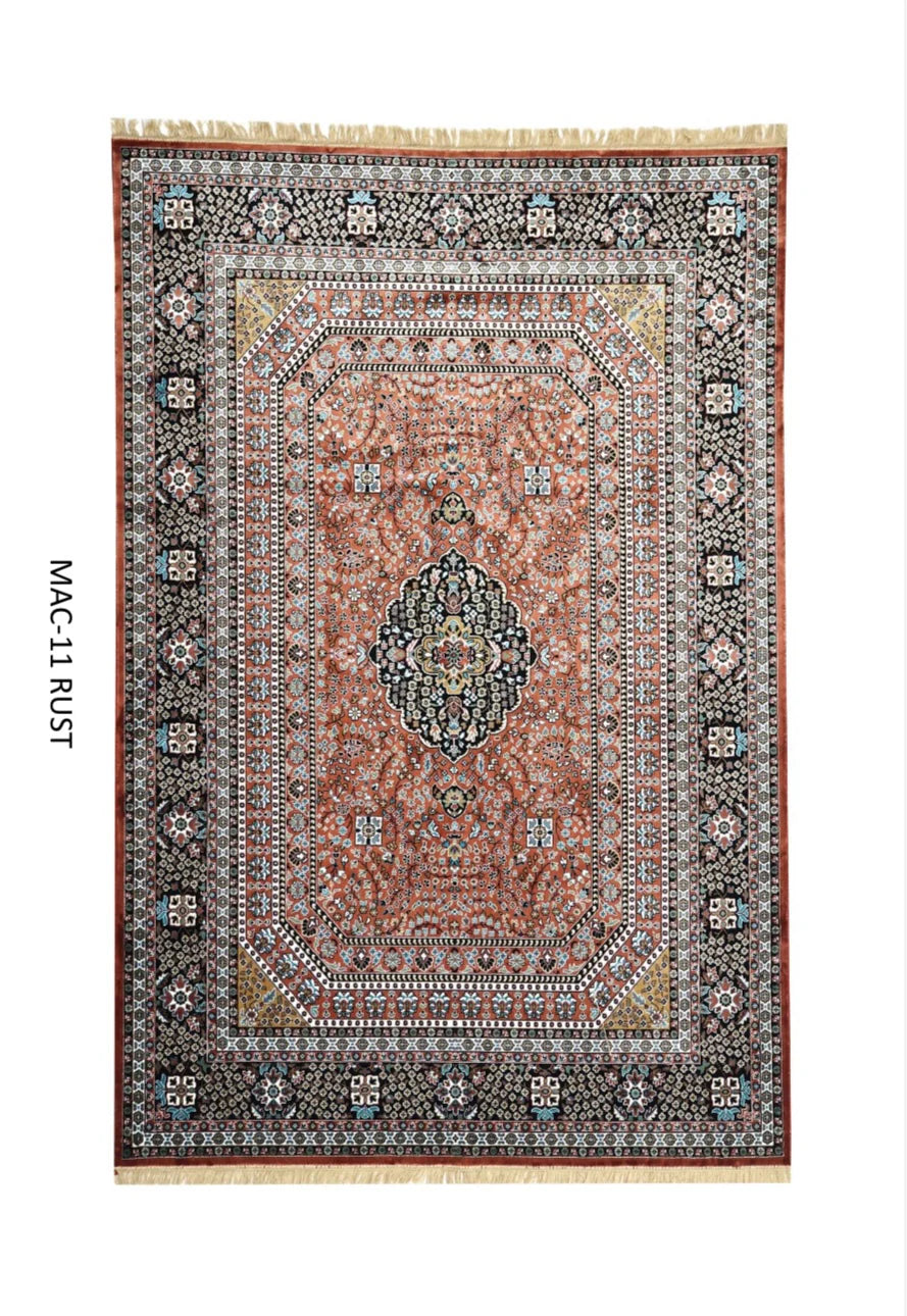 Yasmin Rust Persian Silk Carpet & Rug