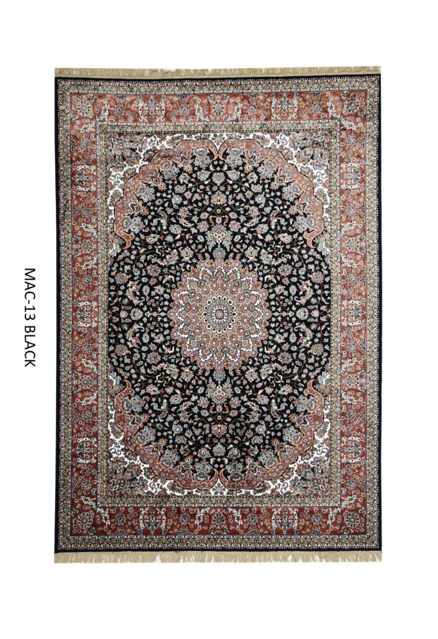 Pashmina Black Persian Silk Carpet & Rug