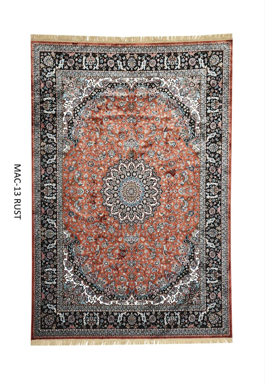 Parizad Rust Persian Silk Carpet & Rug