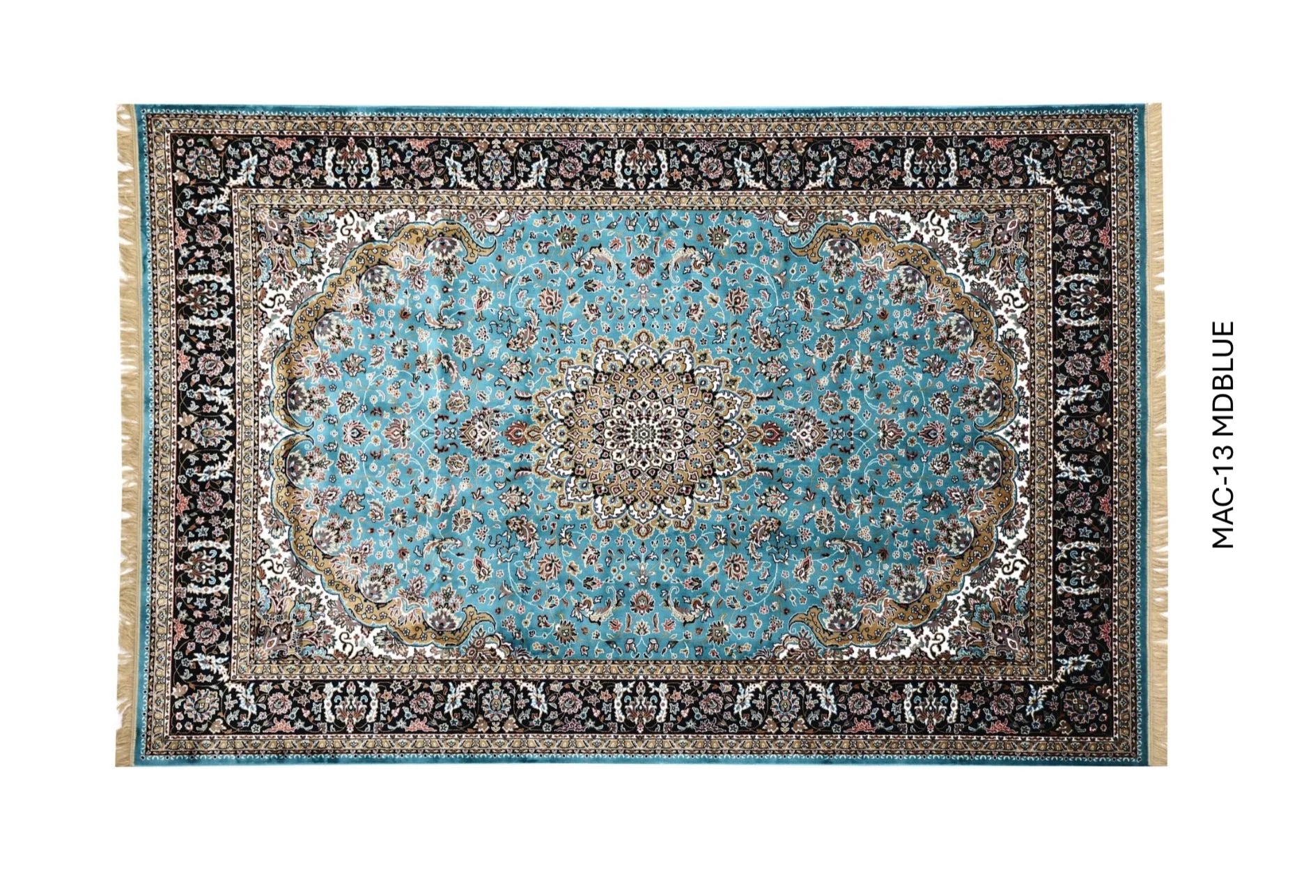 Shama Blue Persian Silk Carpet & Rug