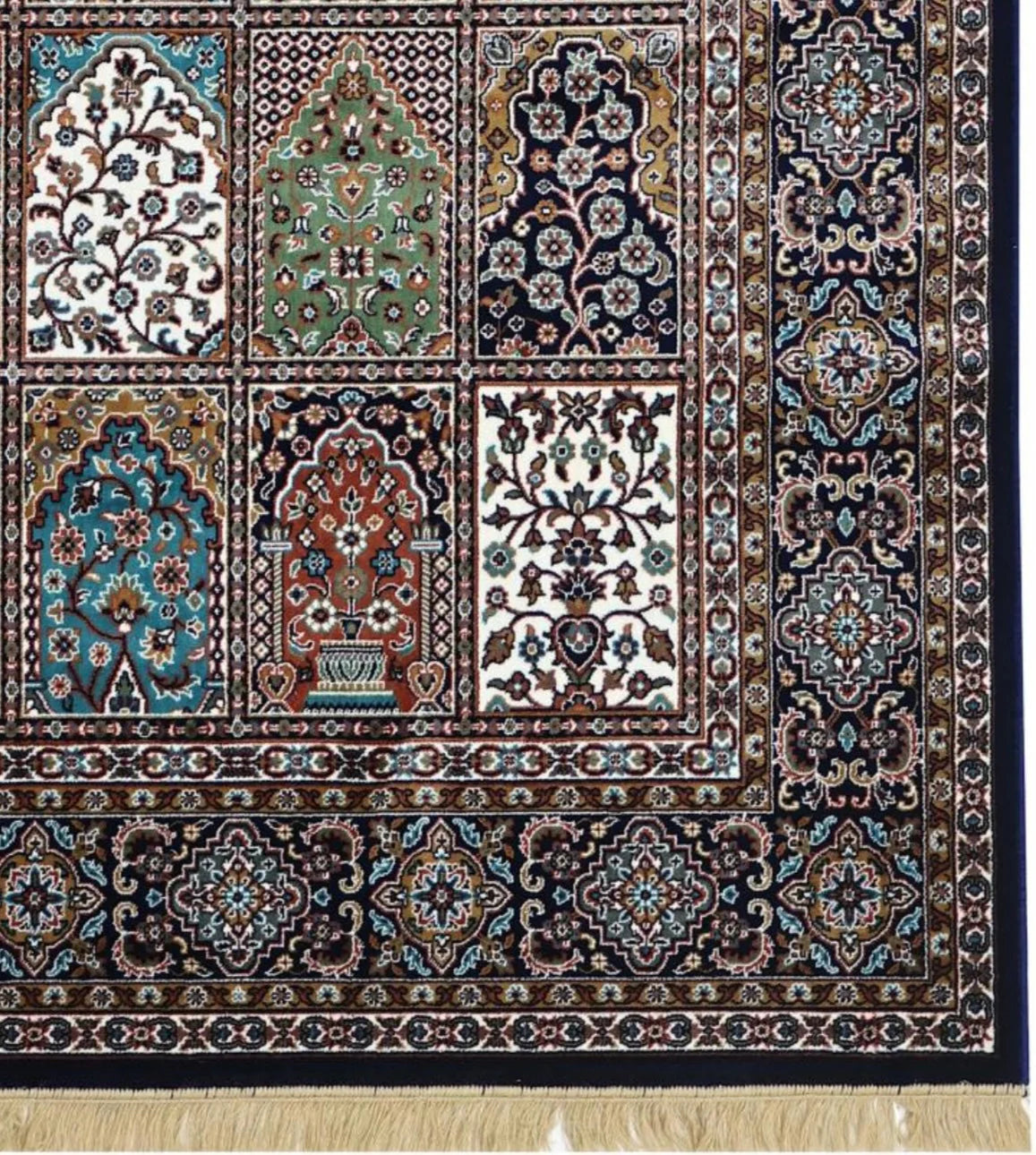 Zaffran Black Persian Silk Carpet & Rug