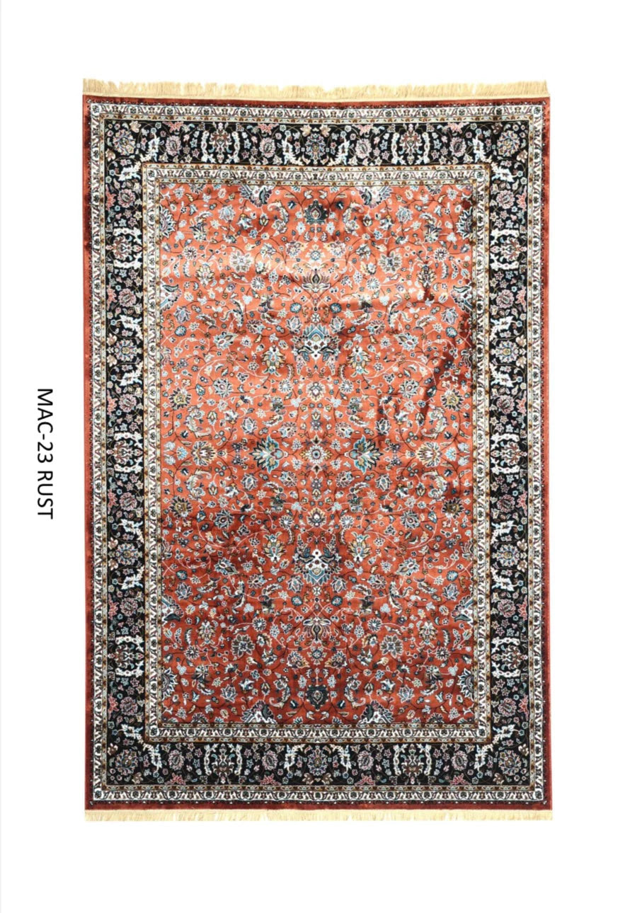 Saba Rust Persian Silk Carpet & Rug