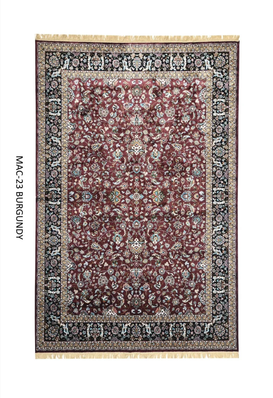 Noor Burgundy Persian Silk Carpet & Rug
