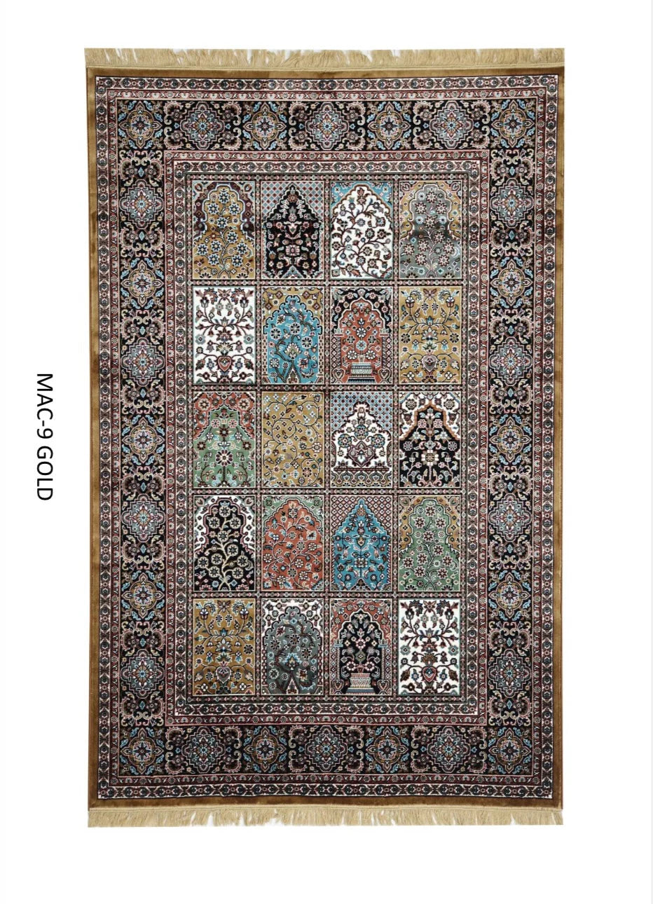 Gulzar Gold Persian Silk Carpet & Rug