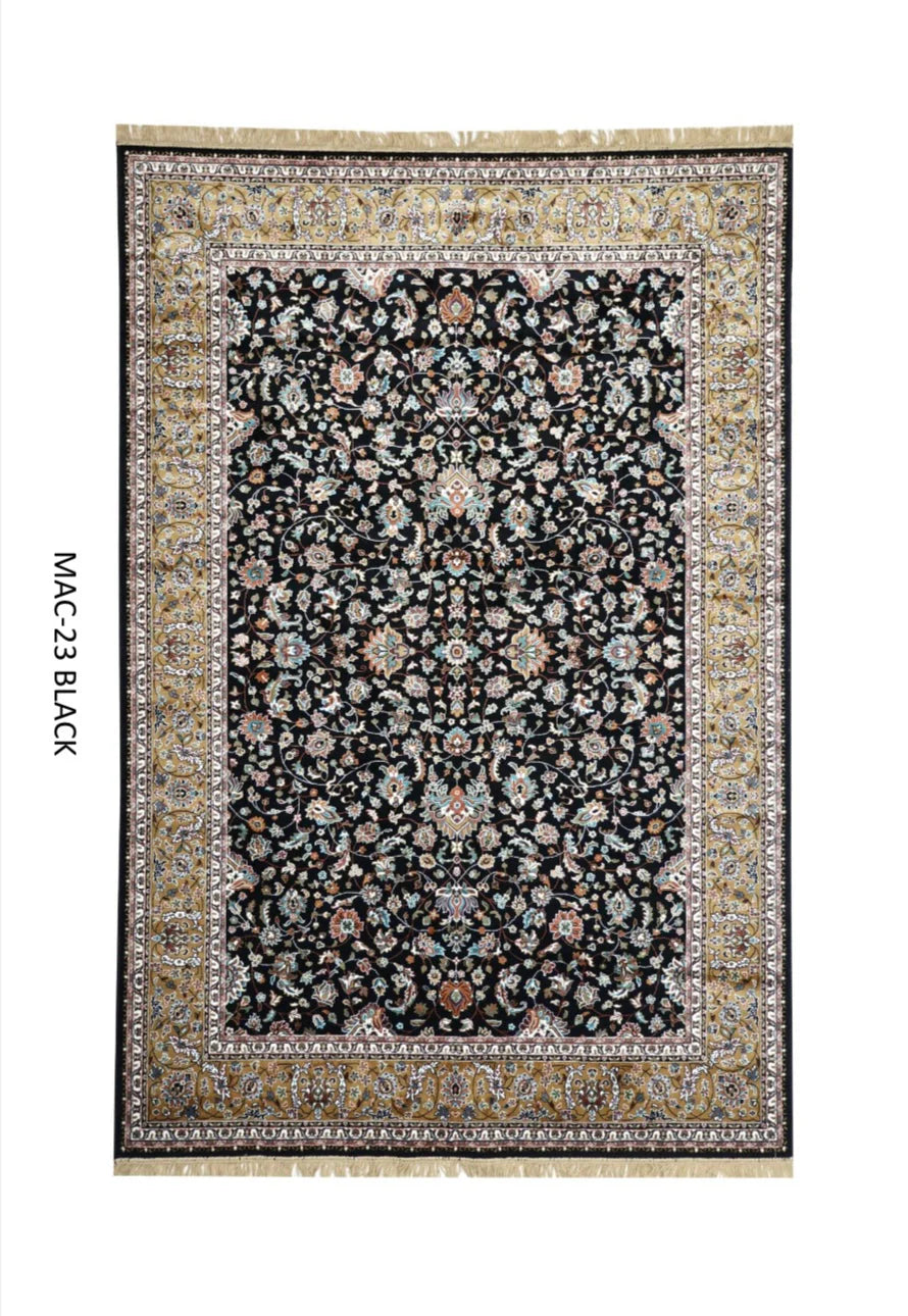 Zehra Black Persian Silk Carpet & Rug