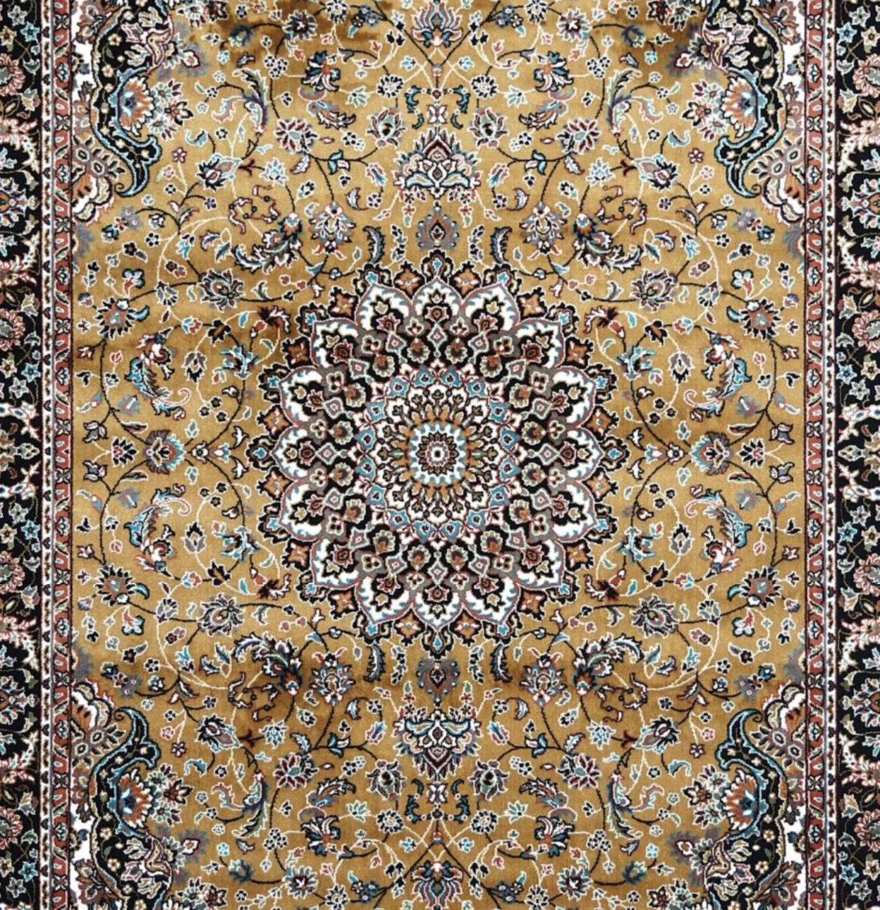 Riwaayat Gold Persian Silk Carpet & Rug