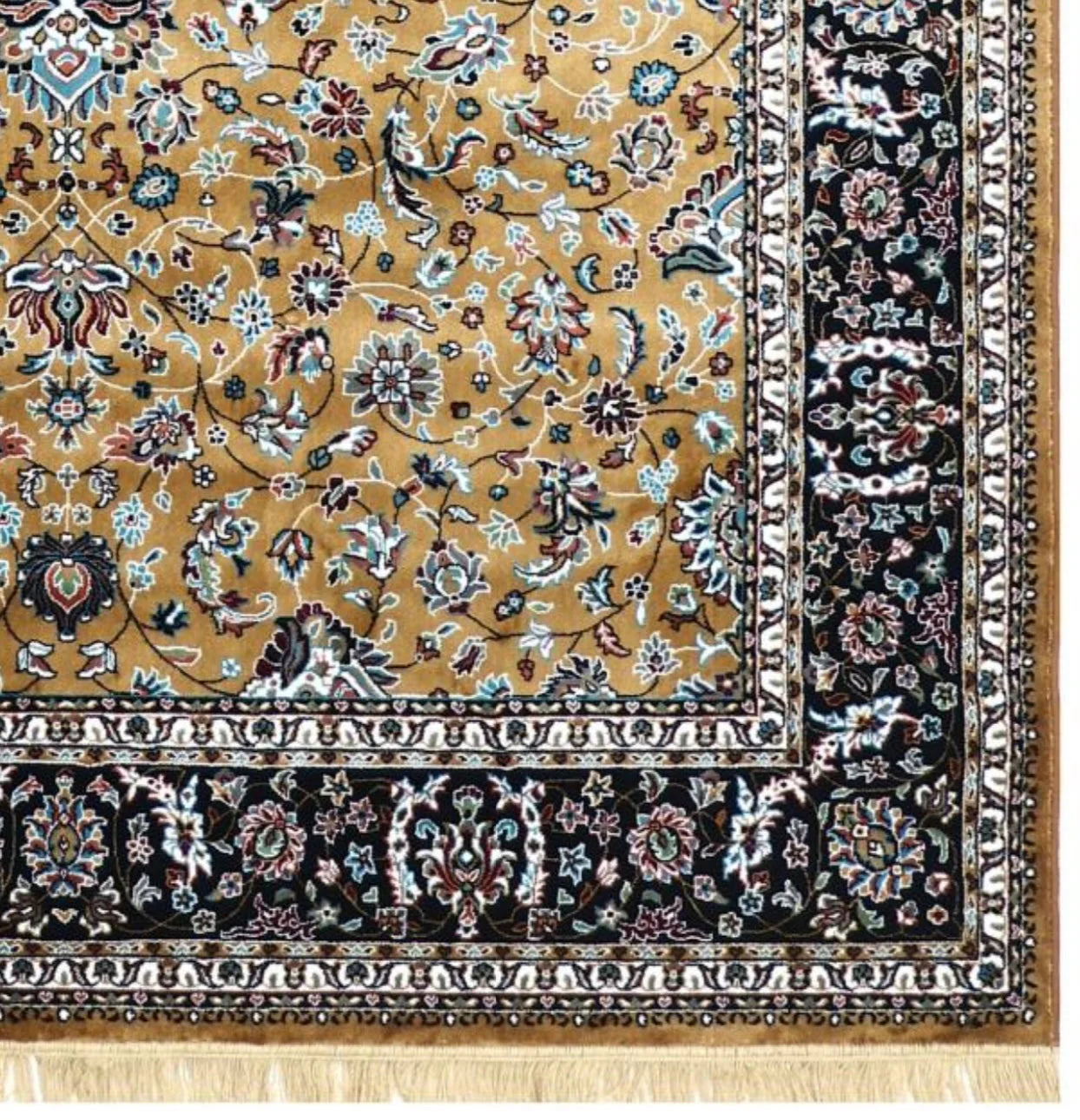 Mehfil Gold Persian Silk Carpet & Rug