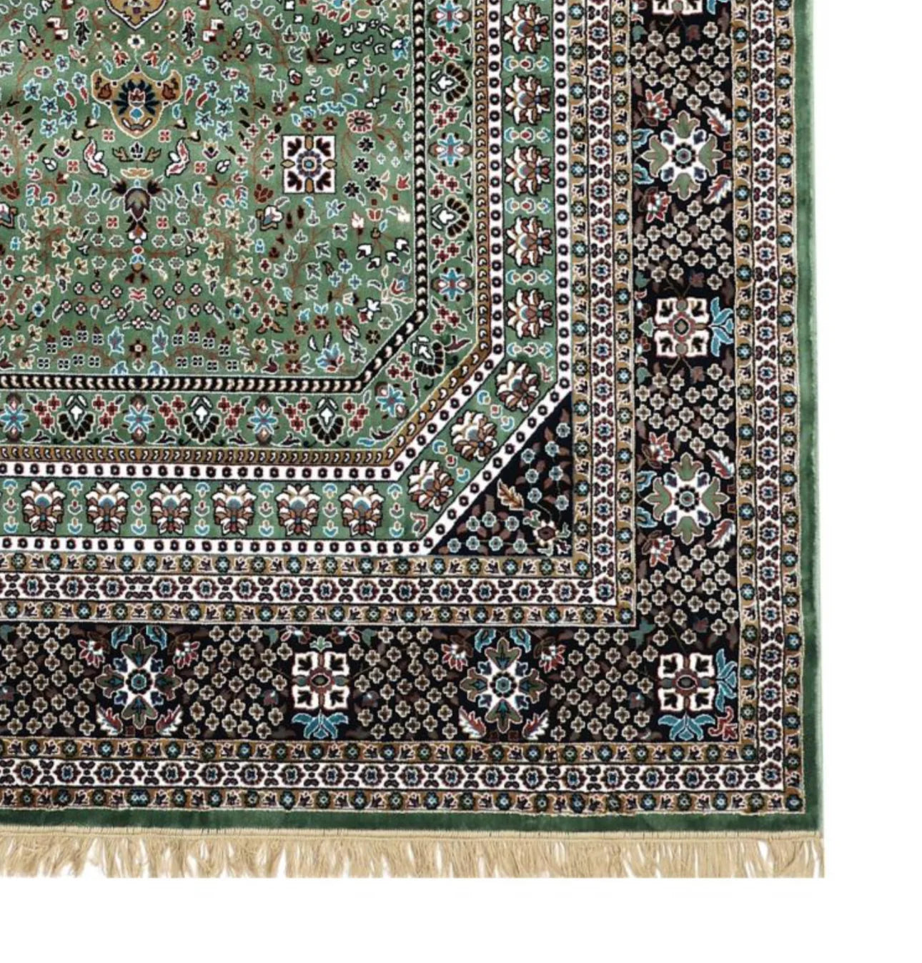 Husnara Green Persian Silk Carpet & Rug