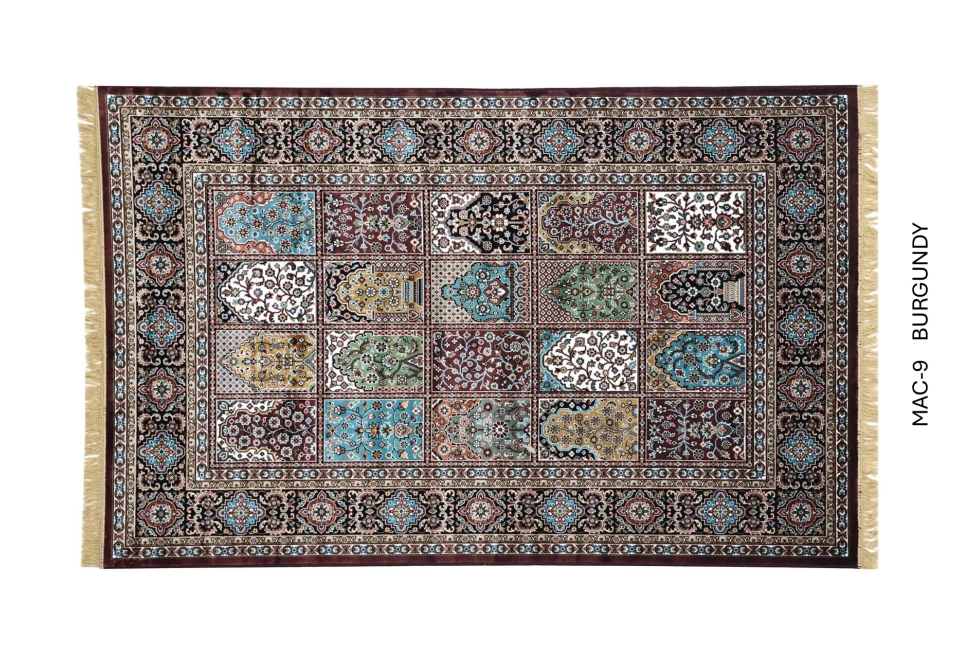 Firdaus Burgundy Persian Silk Carpet & Rug