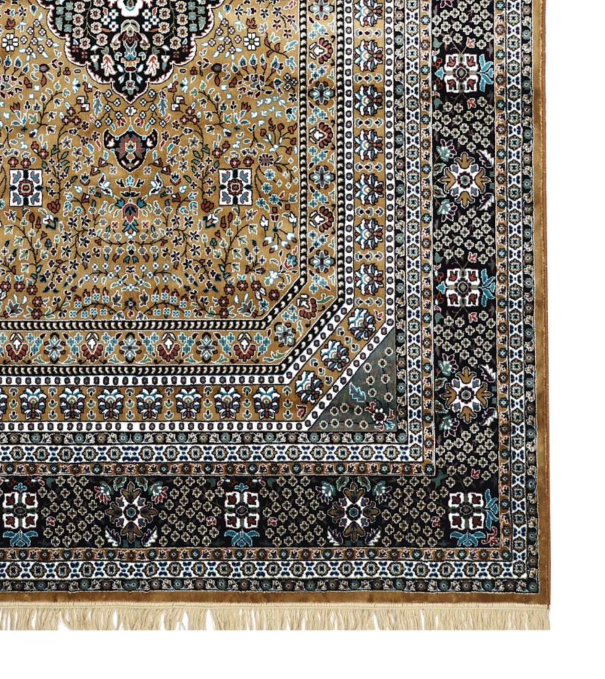 Afsana Gold Persian Silk Carpet & Rug