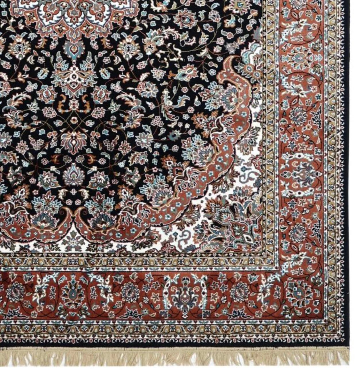 Pashmina Black Persian Silk Carpet & Rug