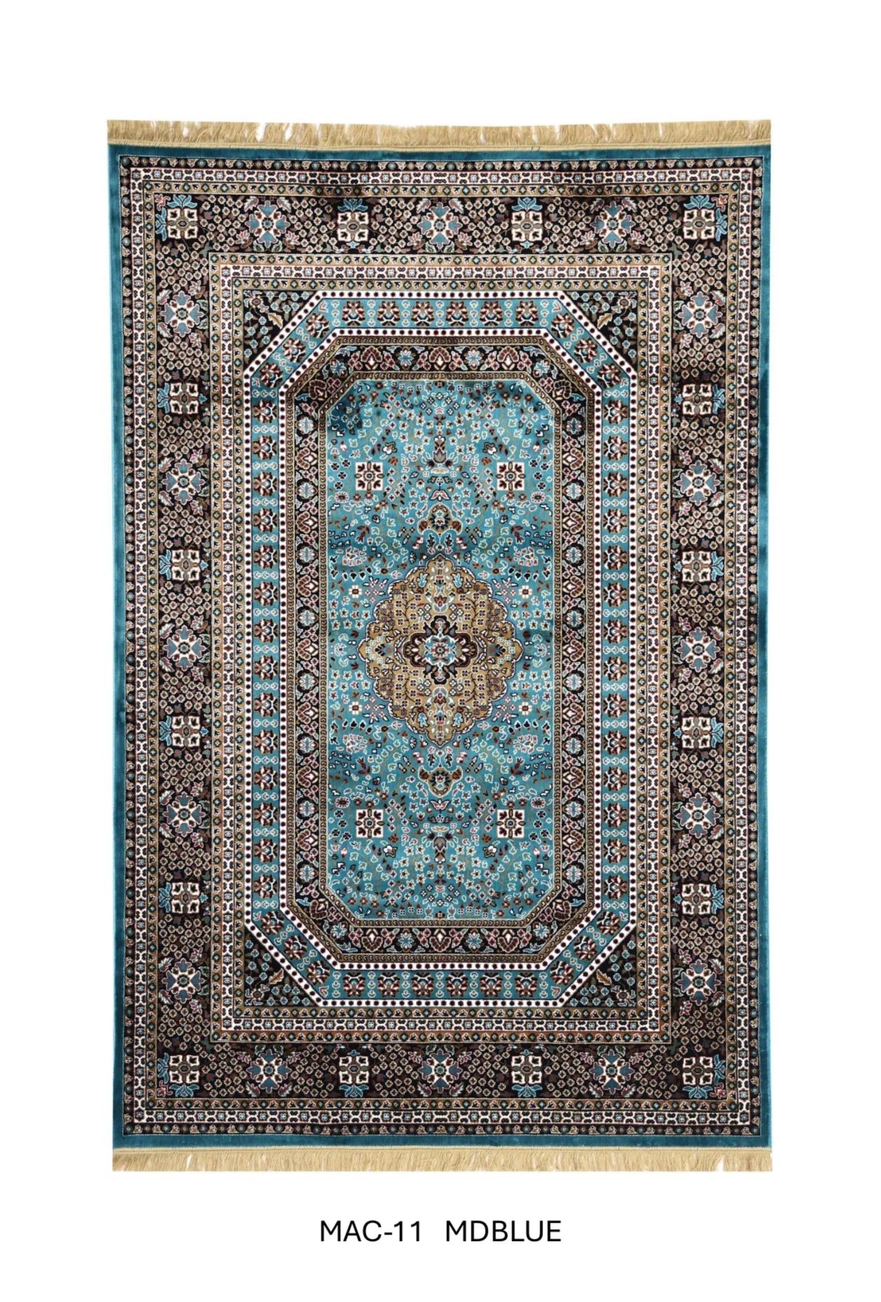 Afreen Blue Persian Silk Carpet & Rug