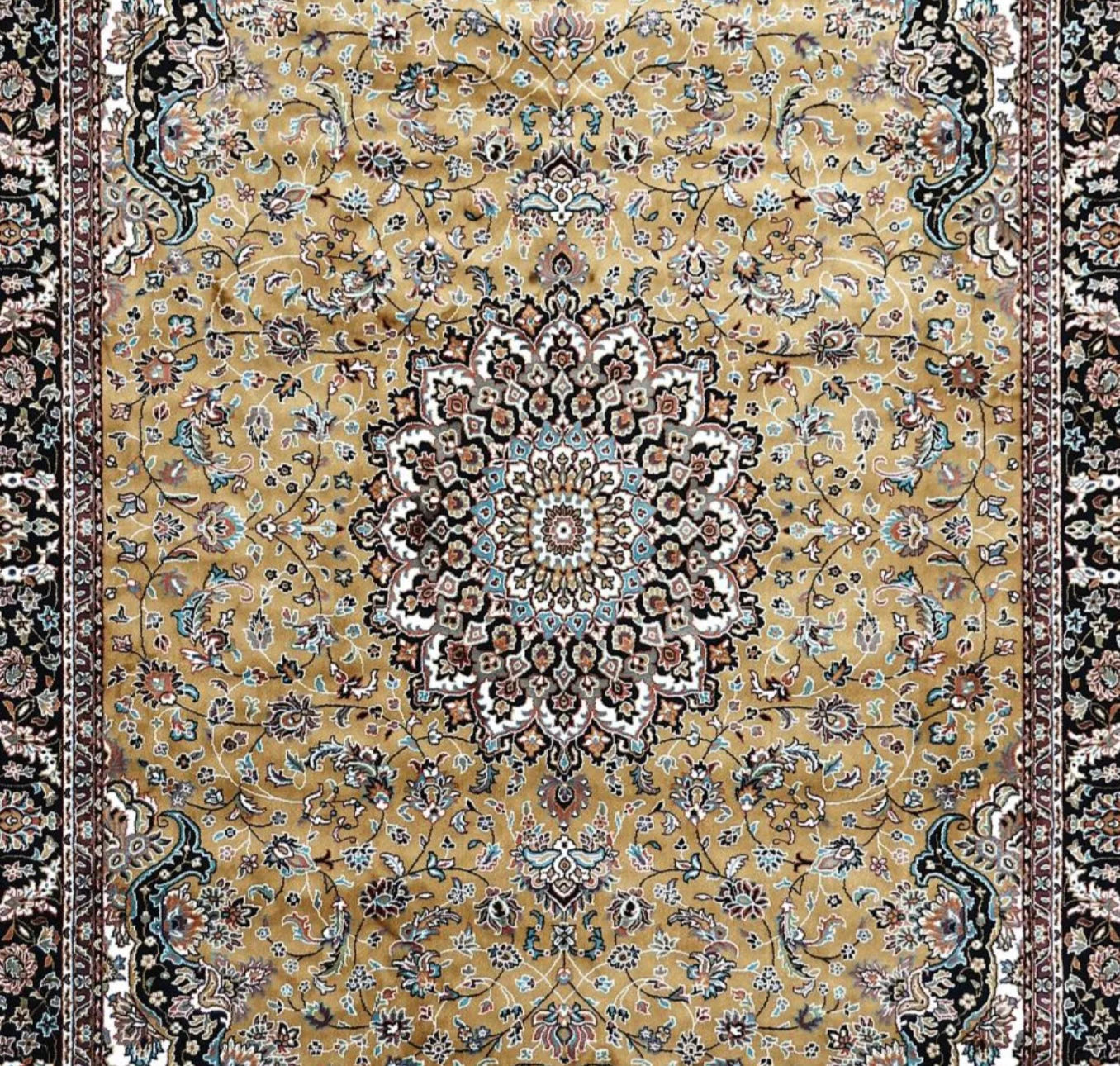 Zarafshan Gold Persian Silk Carpet & Rug