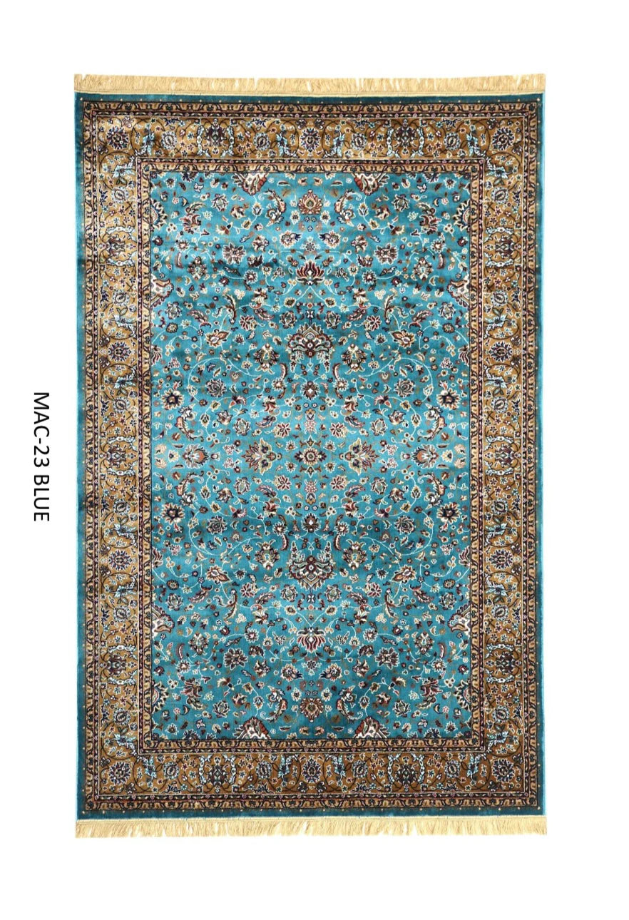 Rukhsar Blue Persian Silk Carpet & Rug