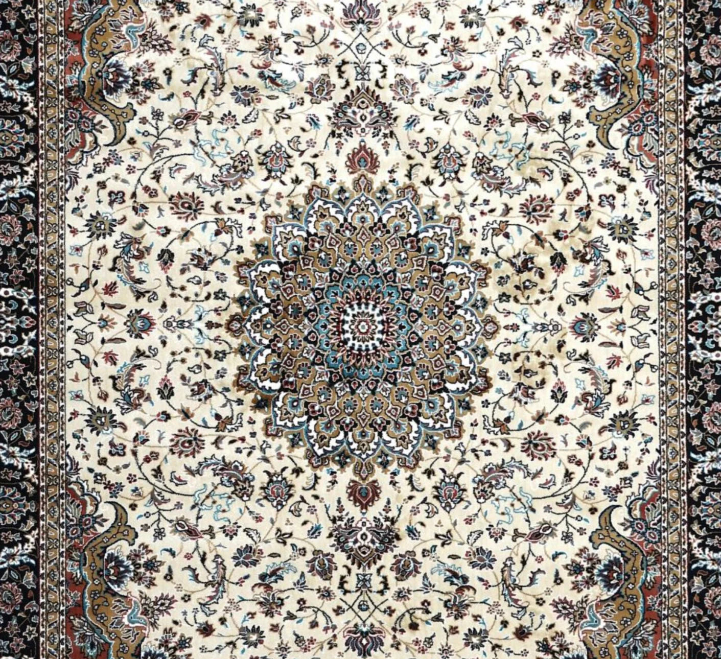 Farshi Cream Persian Silk Carpet & Rug