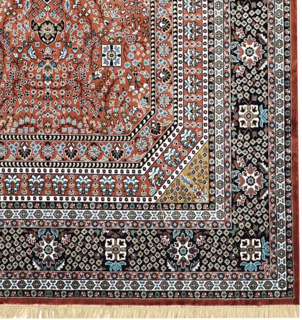 Yasmin Rust Persian Silk Carpet & Rug