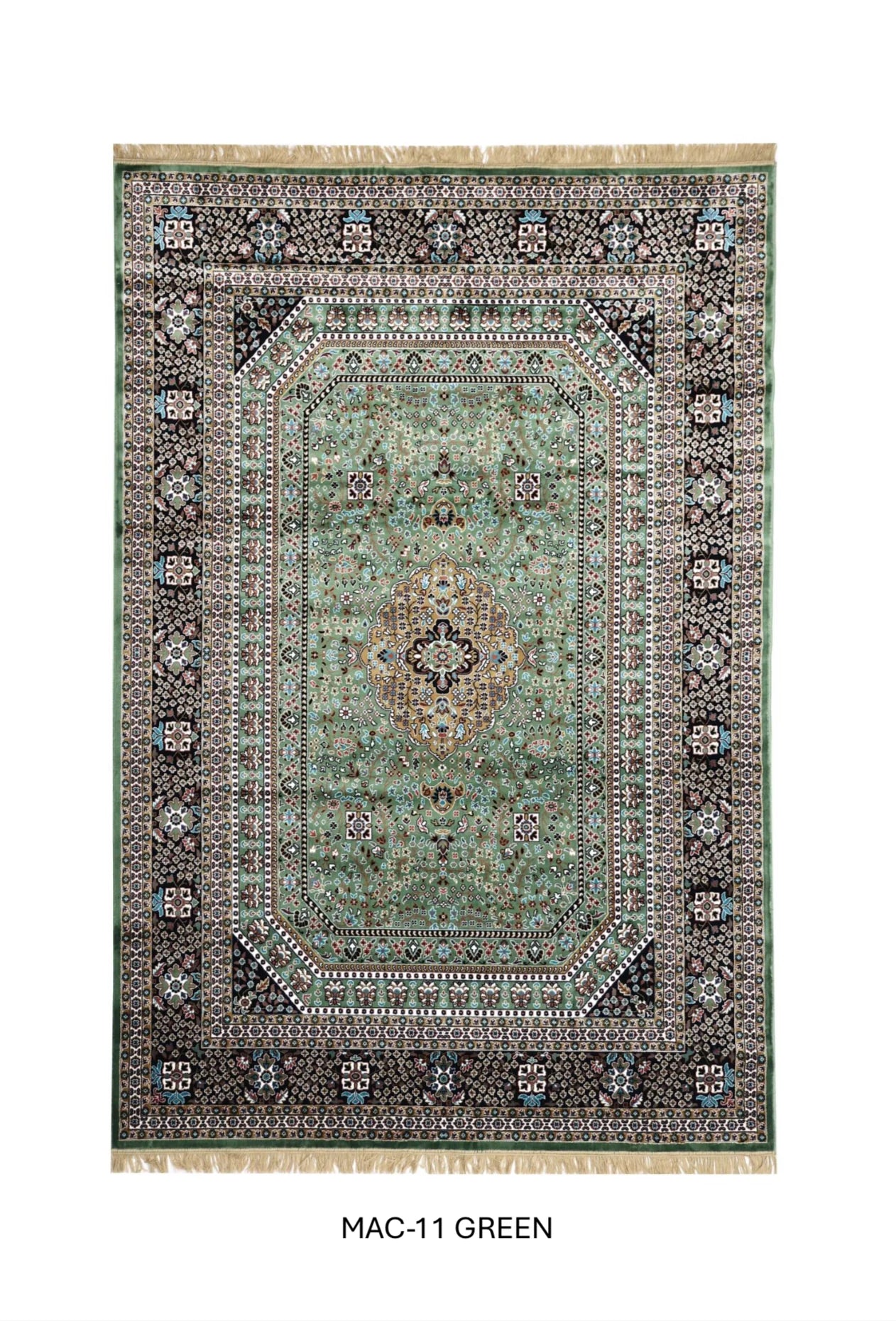 Husnara Green Persian Silk Carpet & Rug