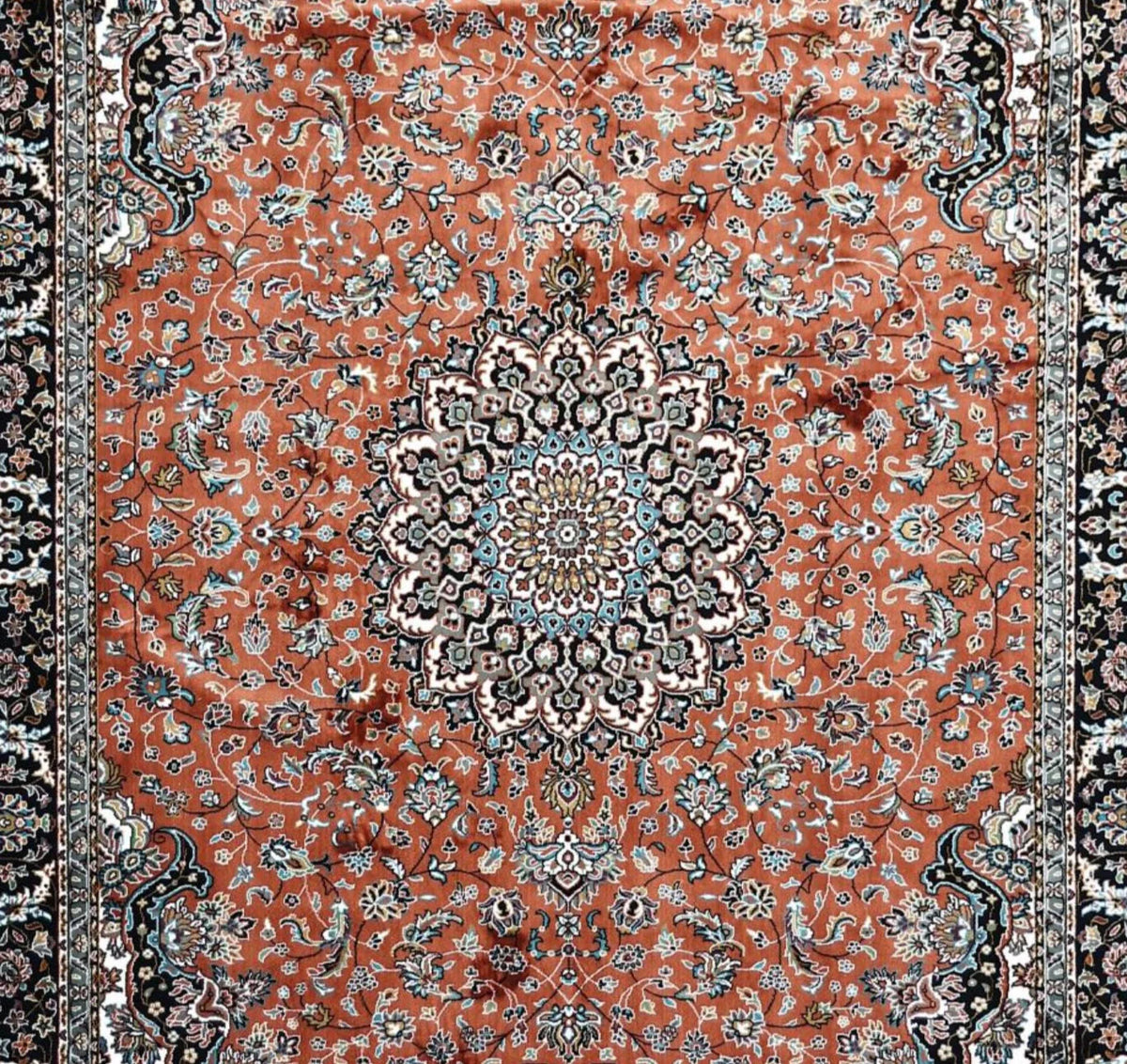 Parizad Rust Persian Silk Carpet & Rug – Bhadohi Carpets House