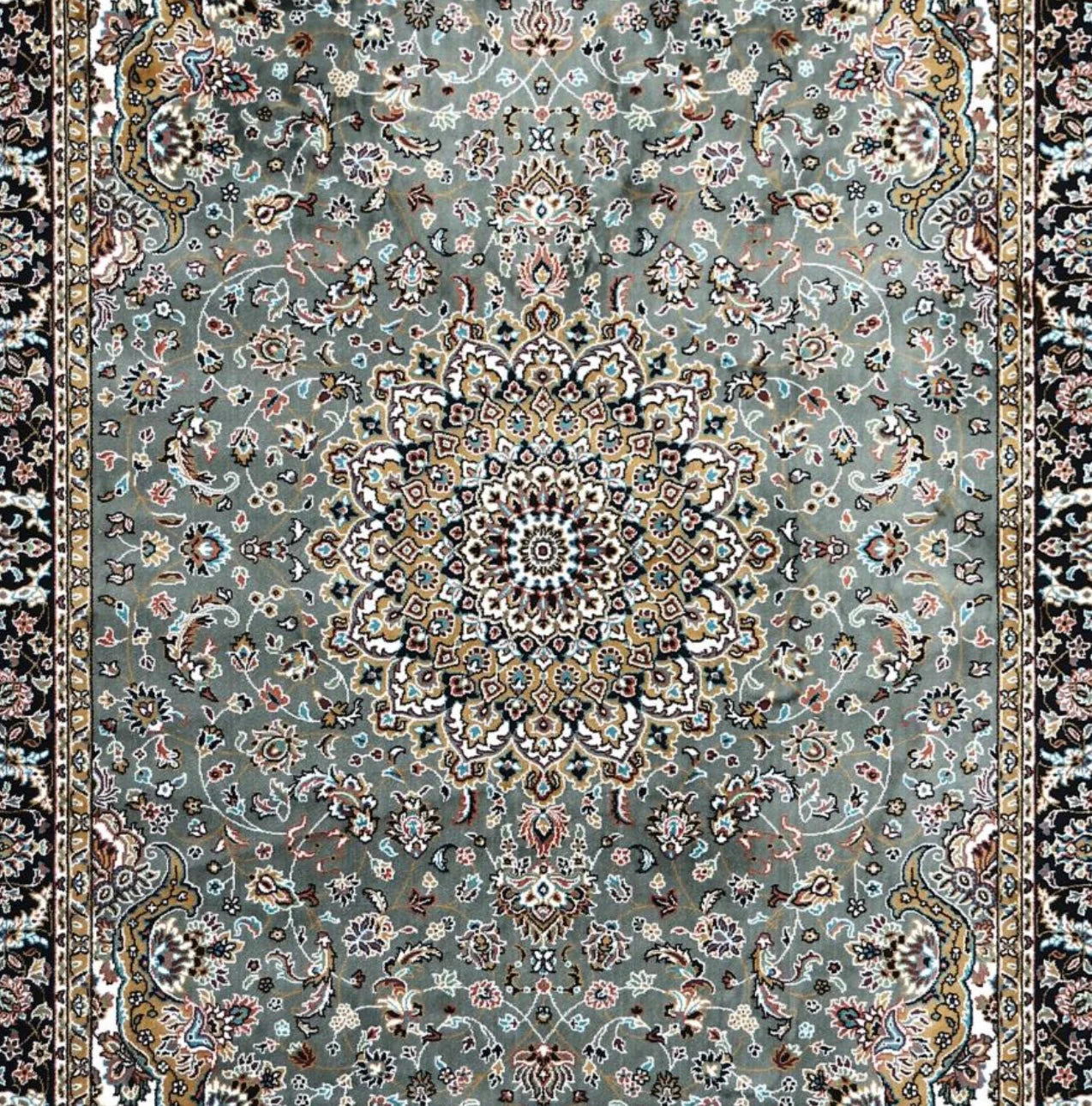 Aabshar Gray Persian Silk Carpet & Rug