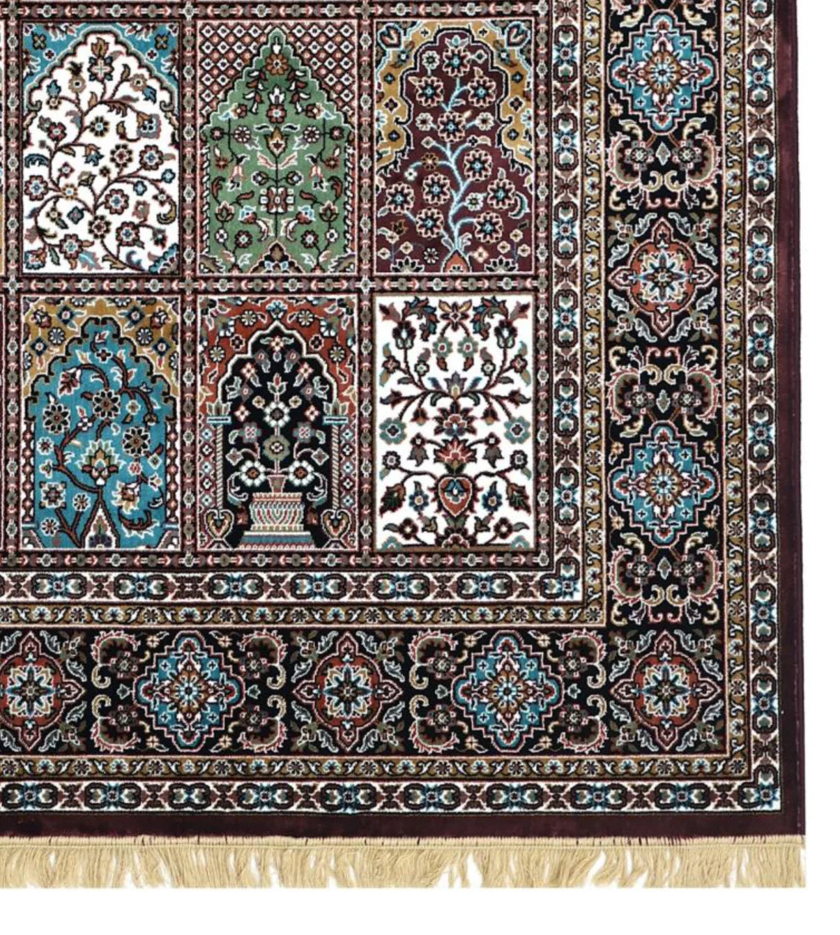 Firdaus Burgundy Persian Silk Carpet & Rug