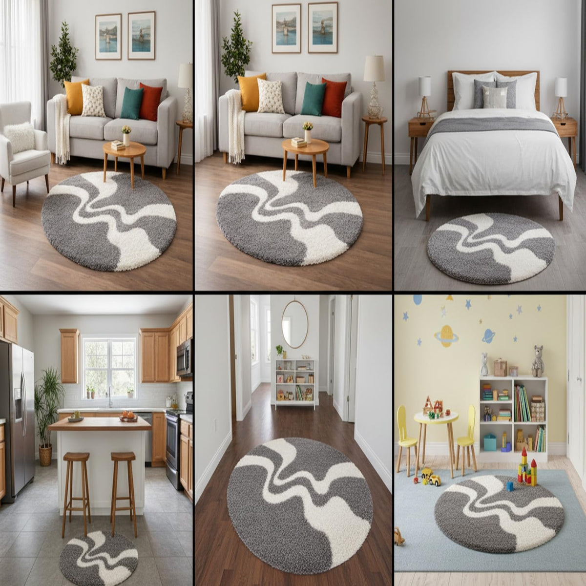 Terra Bloom Round Shaggy Carpet and Rug