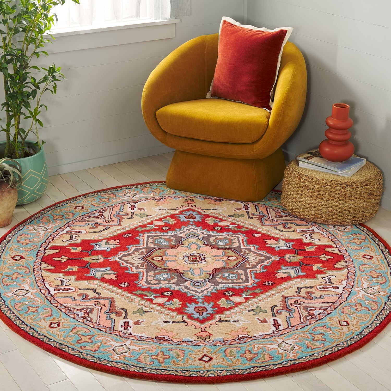 Bijar Persian Tufted Round Carpet & Rug