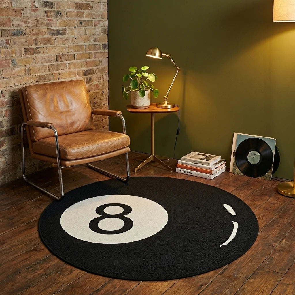 Billiards Hand Tufted Round Carpet & Rug