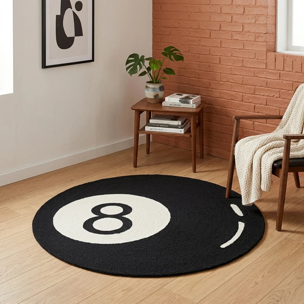 Billiards Hand Tufted Round Carpet & Rug