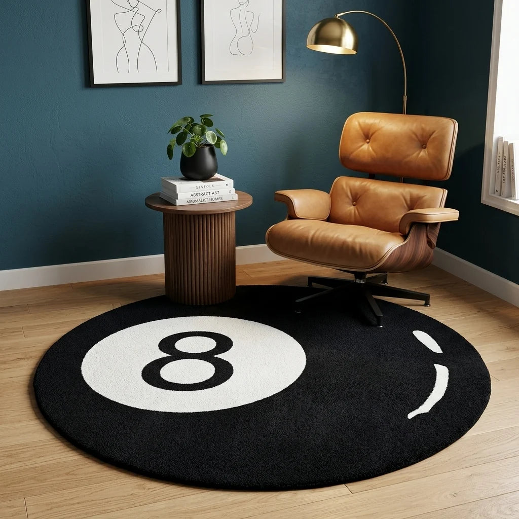 Billiards Hand Tufted Round Carpet & Rug