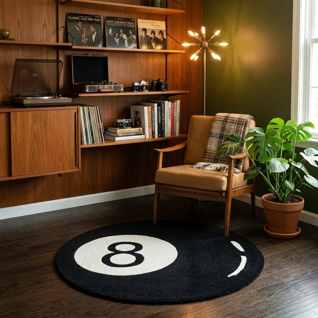 Billiards Hand Tufted Round Carpet & Rug
