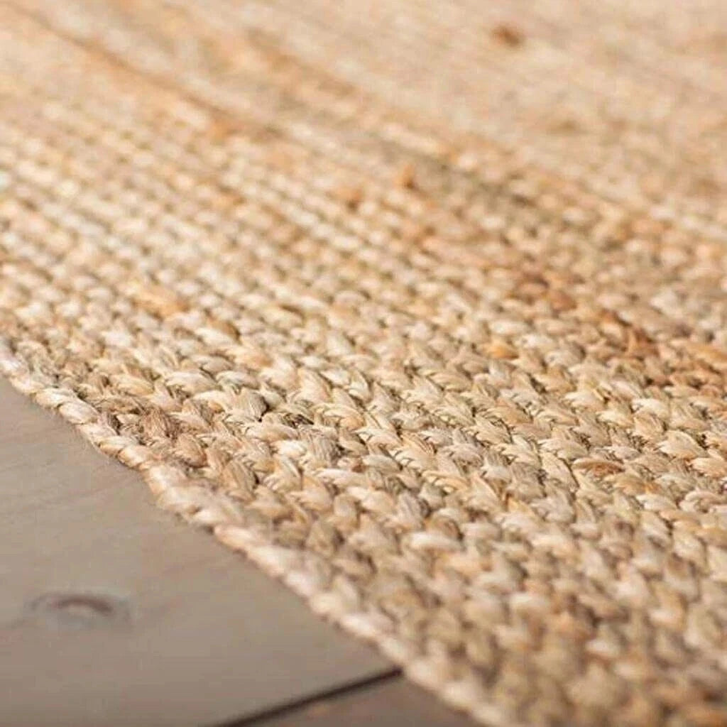 Black & Beige Color Handmade Braided Jute Carpet